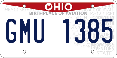OH license plate GMU1385