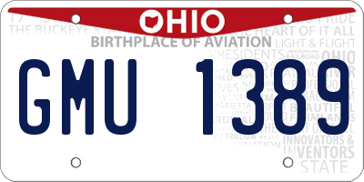 OH license plate GMU1389