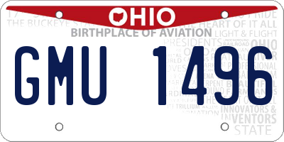 OH license plate GMU1496