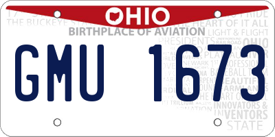 OH license plate GMU1673