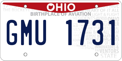 OH license plate GMU1731
