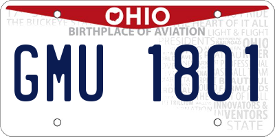 OH license plate GMU1801