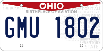 OH license plate GMU1802