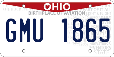 OH license plate GMU1865