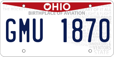 OH license plate GMU1870