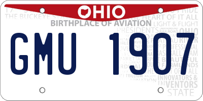 OH license plate GMU1907