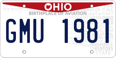 OH license plate GMU1981