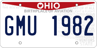 OH license plate GMU1982