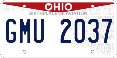 OH license plate GMU2037