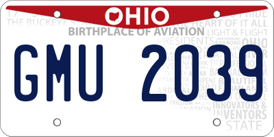 OH license plate GMU2039