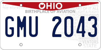 OH license plate GMU2043