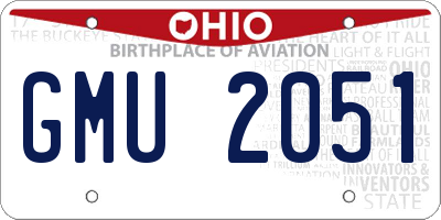 OH license plate GMU2051