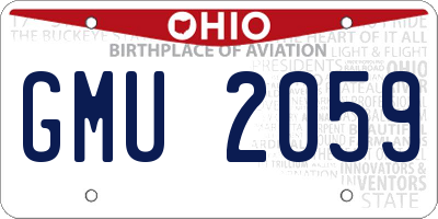 OH license plate GMU2059