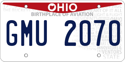 OH license plate GMU2070