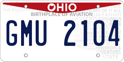 OH license plate GMU2104