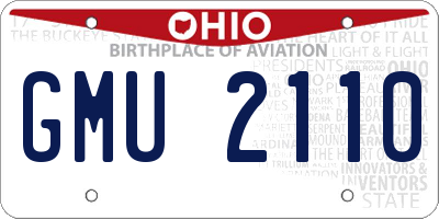 OH license plate GMU2110
