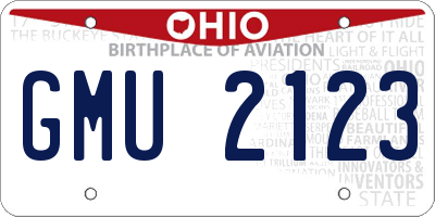 OH license plate GMU2123