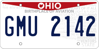 OH license plate GMU2142