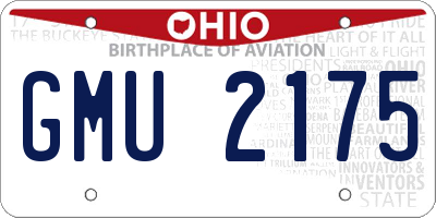 OH license plate GMU2175