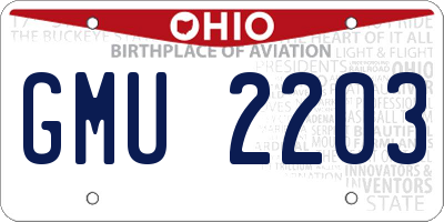 OH license plate GMU2203