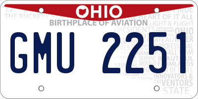 OH license plate GMU2251