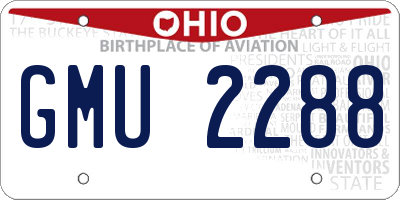OH license plate GMU2288