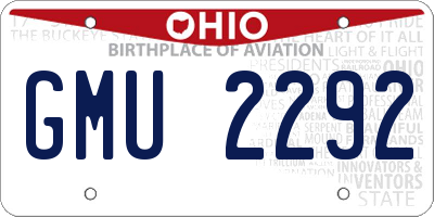 OH license plate GMU2292