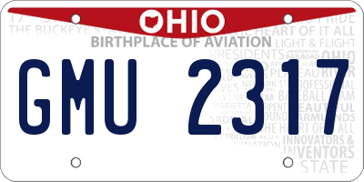 OH license plate GMU2317