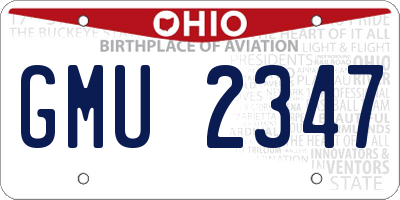 OH license plate GMU2347