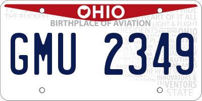 OH license plate GMU2349