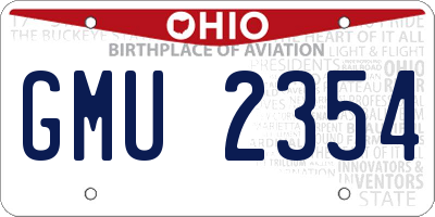 OH license plate GMU2354