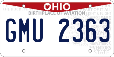 OH license plate GMU2363