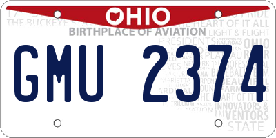 OH license plate GMU2374