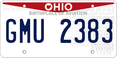 OH license plate GMU2383