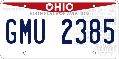 OH license plate GMU2385