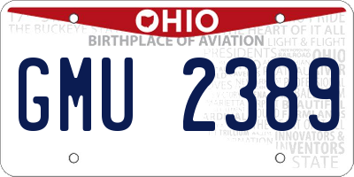 OH license plate GMU2389