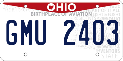 OH license plate GMU2403