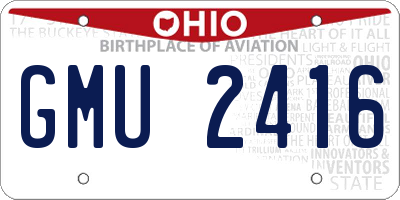 OH license plate GMU2416