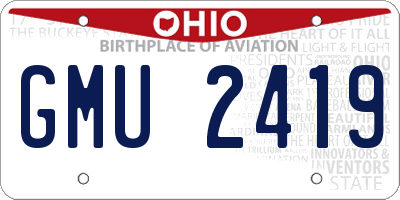OH license plate GMU2419