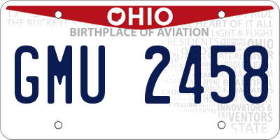 OH license plate GMU2458