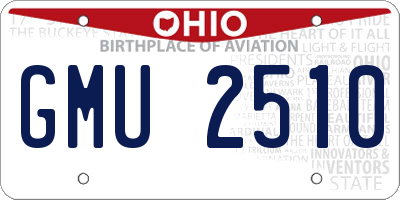 OH license plate GMU2510