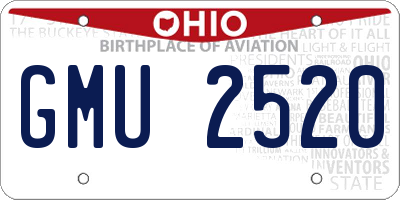 OH license plate GMU2520