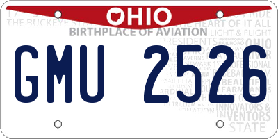 OH license plate GMU2526