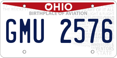 OH license plate GMU2576
