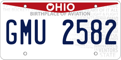 OH license plate GMU2582