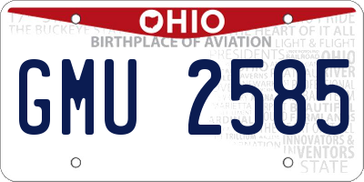 OH license plate GMU2585
