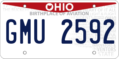 OH license plate GMU2592