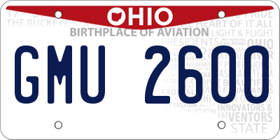 OH license plate GMU2600