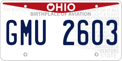 OH license plate GMU2603