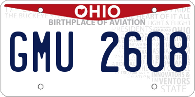 OH license plate GMU2608